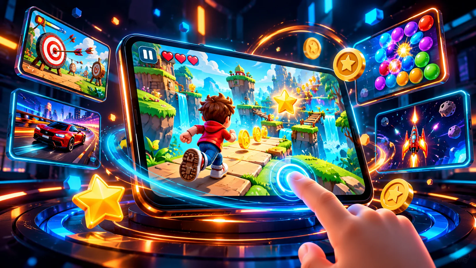 Playable mobile game ad concept with interactive mini-games